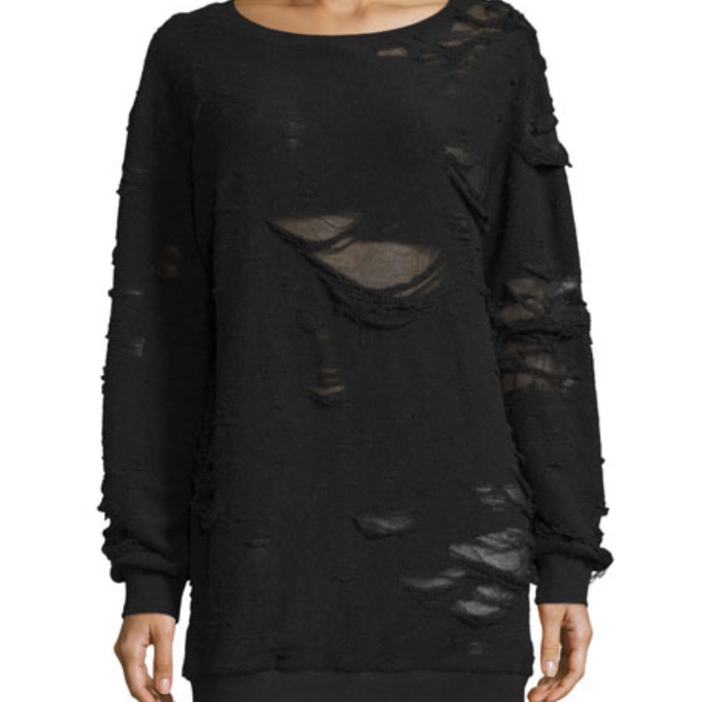 Kendall + Kylie Distressed Oversized Tunic Sweater